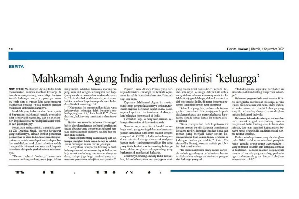 - Laporan BH, KHAMIS, 1 SEPTEMBER 2022