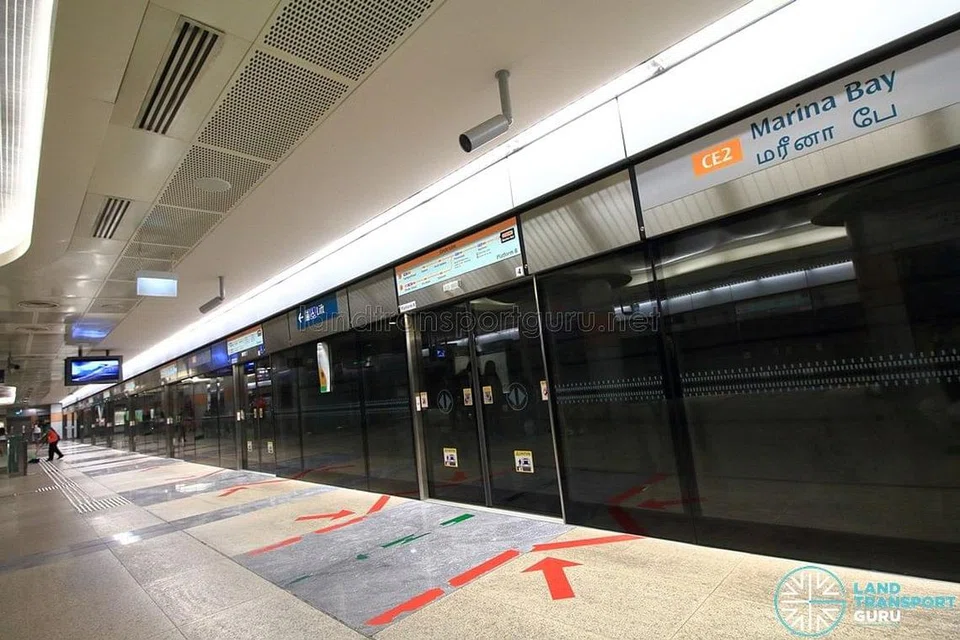 Platform di stesen Marina Bay di Laluan Circle akan ditutup dari 15 Mei hingga 1 Jun untuk membolehkan kerja-kerja mengeluarkan sebahagian trek yang tidak digunakan. - Foto Internet/Land Transport Guru