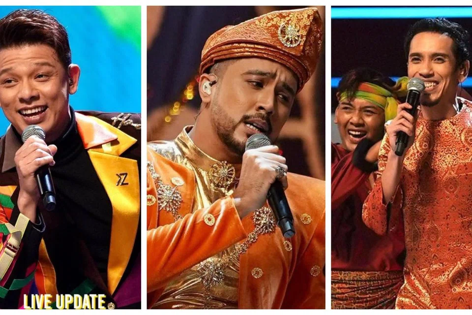 KETENTUAN REZEKI: (Dari kiri) Hady Mirza konsisten di tangga kedua minggu ini, Aliff Aziz terpaksa mengucapkan selamat tinggal selepas mendapat markah paling rendah manakala Naqiu pula di tangga pertama konsert suku akhir All Stars Gegar Vaganza (ASGV).