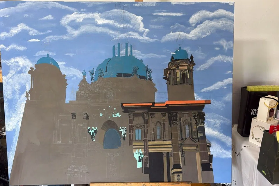 Lukisan Katedral Berlin karya seni hasil sentuhan Zulkhairi yang masih dalam proses penyiapan sejak dua tahun lalu. Beliau mendapat inspirasi hasil lawatan keluarganya ke Berlin, Jerman.