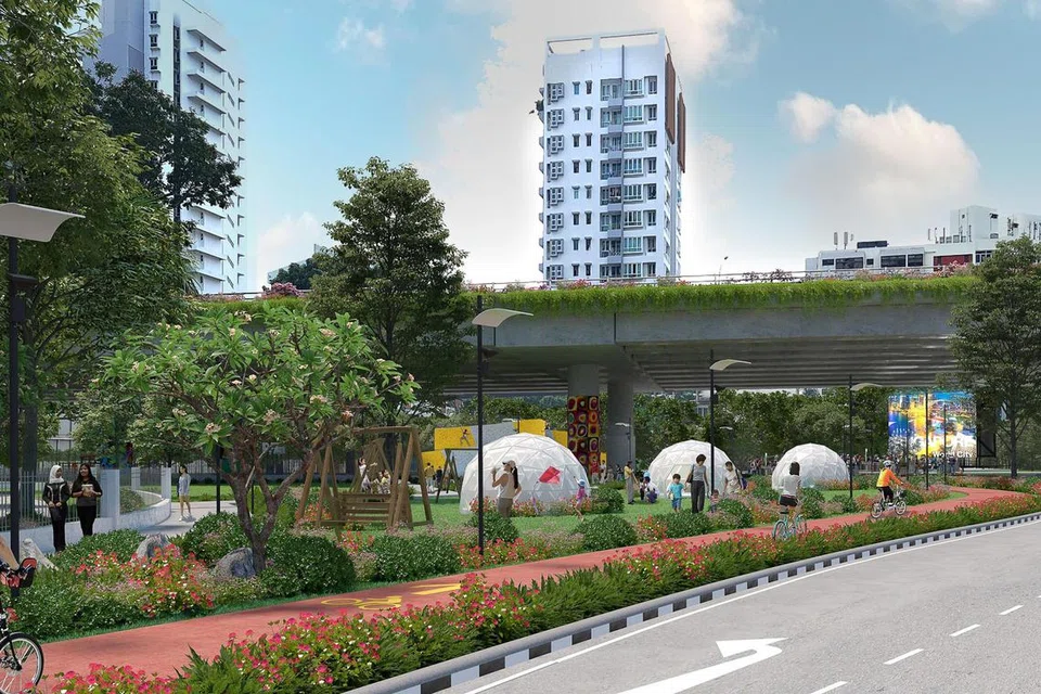 ANTARA BAHAGIAN KORIDOR: Demikian gambaran artis bagi Koridor Utara-Selatan di sekitar Kampung Java Road setelah kerja-kerja pembinaan selesai. Nahas pada Sabtu yang menyebabkan seorang lelaki maut difahami berlaku di tapak binaan ini. 