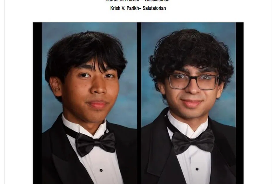 Harraz Hizam (kiri) dinamakan ‘valedictorian’ di Sekolah Tinggi Katy, di laman Katy Magazine.