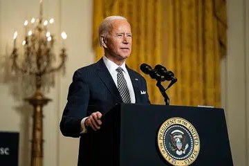 KEMBALI TERAJU: Presiden Amerika Syarikat, Encik Joe Biden semasa berucap secara maya di East Room, Rumah Putih, di Persidangan Keselamatan Munich, pada 19 Februari lalu menyatakan persekutuan transatlantik antara Amerika Syarikat dan Eropah kini telah pulih. - Foto AFP