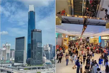 TARIKAN BARU: Tun Razak Exchange atau TRX (di kiri) dibina atas kawasan seluas 28 hektar yang diharapkan oleh kerajaan Malaysia untuk menjadi pusat kewangan yang setaraf dengan Wall Street. Antara kemudahan yang terletak di kawasan itu ialah The Exchange TRX (kanan) yang dibuka pada 29 November dengan harapan untuk menarik perhatian awam ke kawasan TRX itu.