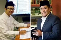 PANEL PENGADIL: Ustaz Fathurrahman (kiri) dan Ustaz Irwan merupakan antara anggota juri bagi peraduan Cabaran Mufti. - Foto-foto fail