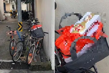 PENEMUAN BUKTI: Selonggok rokok seludup yang ditinggalkan dalam bakul basikal yang dirampas dari penjaja warga Vietnam.