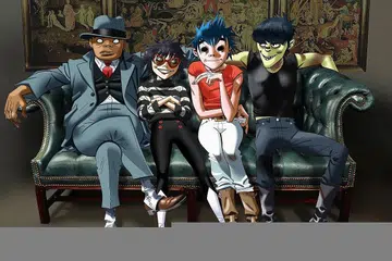 GORILLAZ: Muncul sebagai band maya dengan empat watak animasi, (dari kiri) Russel Hobbs, Noodle, Stuart '2-D' Pot dan Murdoc Niccals. - Foto WARNER MUSIC