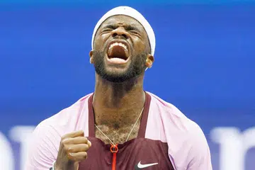 WAJAH KEMENANGAN: Pemain Amerika, Frances Tiafoe, meraikan kemenangan hebatnya ke atas Rafael Nadal. - Foto EPA-EFE