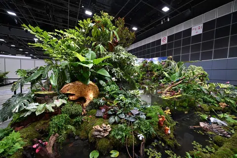 Paparan kebun ‘Funtastical Forest’ yang dibina oleh pasukan Daerah South East yang dipamerkan di Pusat Konvensyen dan Pameran Suntec Singapura dari 3 hingga 11 Ogos.