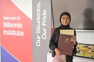 Cik Nurul Shafiqah Razali, pelajar Institut Millennia (MI), berharap dapat melanjutkan pengajian ke universiti dalam bidang psikologi selepas menerima keputusan peperiksaan Sijil Am Pelajaran (GCE) peringkat ‘A’ pada 23 Februari.