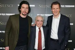 FILEM TERBARU: Liam Neeson (kanan) terpaksa mengurangkan sehingga lapan kilogram berat badannya bagi melakonkan filem Silence arahan Martin Scorsese (tengah) yang turut dibintangi Adam Driver. - Foto AFP