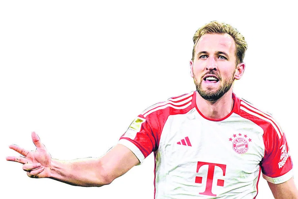 HATRIK KETIGA: Harry Kane mencapai tiga hatrik dalam 10 perlawanan awal Bayern Munich dalam Bundesliga.