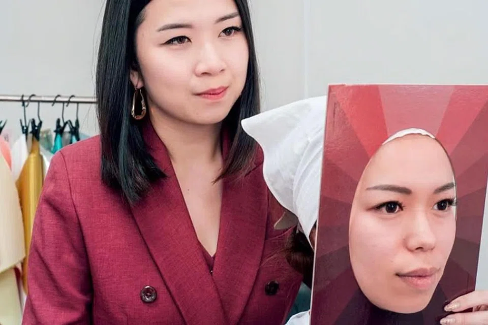 PAKAR WARNA: Cik Gwendolyn Tan dari Style Forth menjalankan analisis warna terhadap seorang pelanggan.