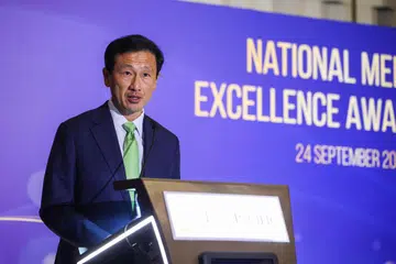 Menteri Kesihatan, Encik Ong Ye Kung, berucap dalam majlis  Anugerah Kecemerlangan Perubatan Kebangsaan, yang mengiktiraf pekerja perubatan, saintis perubatan dan karyawan penjagaan kesihatan lain yang cemerlang, pada 24 September.
