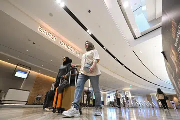 DAFTAR MASUK AWAL: Sekitar 14,000 pengunjung telah memilih untuk mendaftar masuk lebih awal bagi penerbangan mereka di Jewel Lapangan Terbang Changi pada Mei 2023.