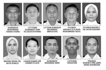 10 wira Tentera Laut Diraja Malaysia (TLDM) yang terkorban dalam tragedi udara membabitkan dua helikopter TLDM terhempas di Pangkalan TLDM Lumut, Perak, pada 23 April.