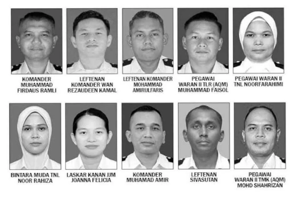 10 wira Tentera Laut Diraja Malaysia (TLDM) yang terkorban dalam tragedi udara membabitkan dua helikopter TLDM terhempas di Pangkalan TLDM Lumut, Perak, pada 23 April.