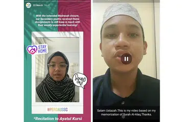 TETAP DAPAT TERUS BELAJAR: Para pelajar pusat pengajian Imad Perdaus ini telah menggunakan wadah dalam talian untuk meneruskan pengajian masing-masing. - Foto IMAD PERDAUS