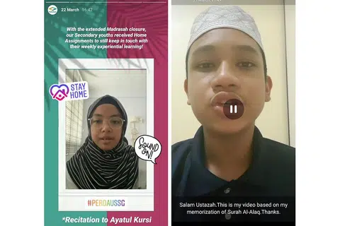 TETAP DAPAT TERUS BELAJAR: Para pelajar pusat pengajian Imad Perdaus ini telah menggunakan wadah dalam talian untuk meneruskan pengajian masing-masing. - Foto IMAD PERDAUS