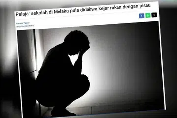 buli, kejar rakan dengan pisau, pelajar