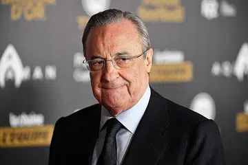 MASIH DITERUSKAN: Presiden Real Madrid Florentino Perez berkata rancangan bagi Liga Super Eropah (ESL) hanya tertunggak dan belum lagi terhapus. - Foto fail