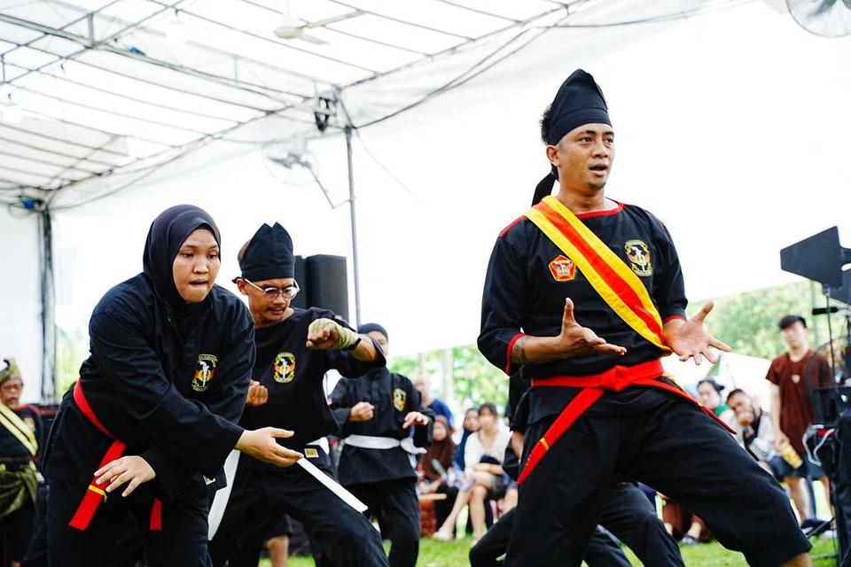 Persembahan Silat Seni Gayong dan persembahan Orkes Melayu Mutiara – kumpulan berbilang generasi yang terdiri daripada penduduk pulau dan keturunan dari Pulau Samulun – diadakan sempena Hari Orang Pulau yang diadakan di Taman West Coast pada 14 Jun 2025.