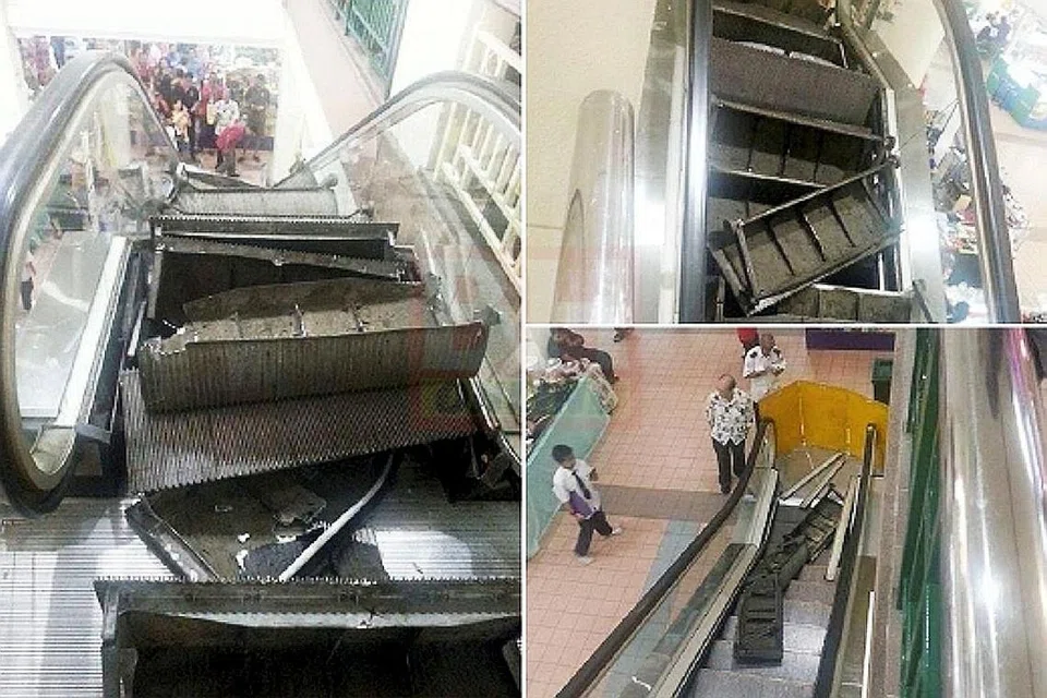 ESKALATOR MELETUP: Beginilah keadaan eskalator yang rosak selepas meletup di Pusat Beli-Belah Pandan Kapital di Pandan Indah, Kuala Lumpur. - Foto NSTP