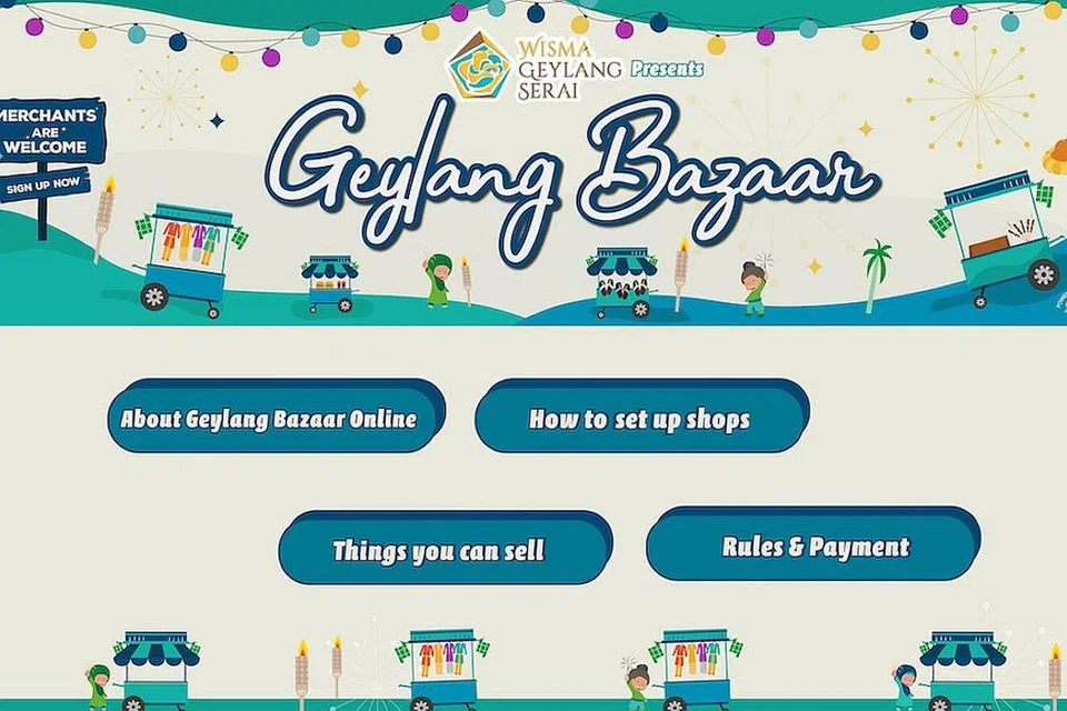 TAWAR BARANGAN BERKAITAN HARI RAYA: Dinamakan GeylangBazaar.Online, bazar dalam talian ini bertujuan mendekati masyarakat dan menyediakan peluang bagi peniaga bazar tradisional menjual stok mereka dan mengurangkan kerugian. - Foto tangkap layar laman GEYLANGBAZAAR.ONLINE