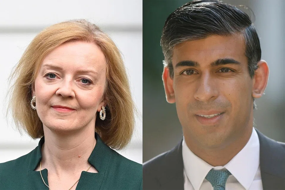 JADI PILIHAN: Cik Liz Truss (kiri) diramalkan menyertai Encik Rishi Sunak (kanan) dalam peringkat undian dua calon terakhir Parti Konservatif untuk menggantikan Encik Boris Johnson sebagai perdana menteri baru Britain. - Foto REUTERS