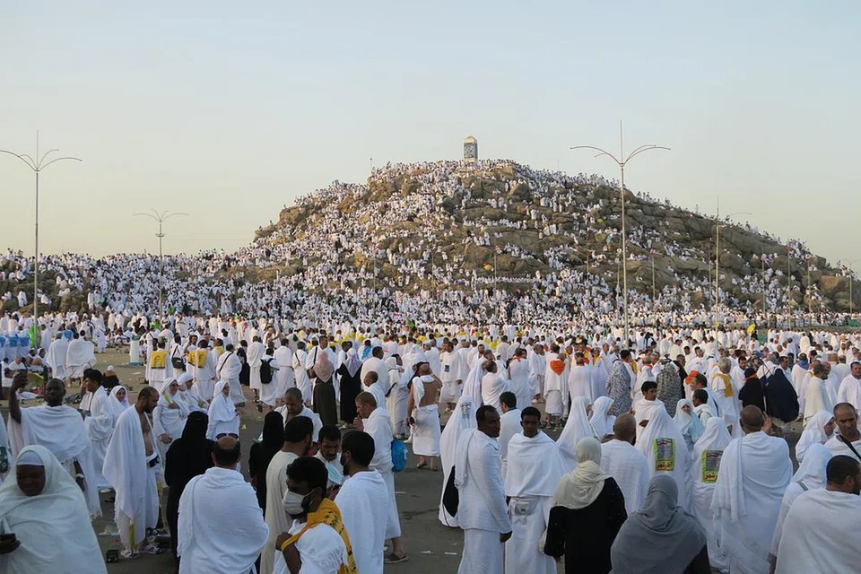 Jabal Rahmah di Arafah, Arab Saudi.