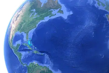 TEKANAN KEPADA PLANET BUMI: Selain berdepan jumlah penduduk semakin ramai, dunia ini kini berdepan suhu cuaca yang sangat tinggi, dengan dataran ais dan salji atau 'glasier' semakin mencair. Laut semakin membahang, paras laut meningkat dan menjadi lebih asidik. Banjir juga makin kerap berlaku. - Foto GOOGLE EARTH