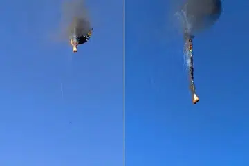 Detik-detik belon udara panas itu meletup dan terbakar di Praia Grande, sebelum jatuh berpuluh meter ke tanah.