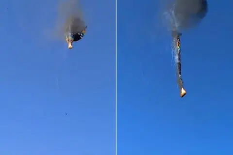 Detik-detik belon udara panas itu meletup dan terbakar di Praia Grande, sebelum jatuh berpuluh meter ke tanah.
