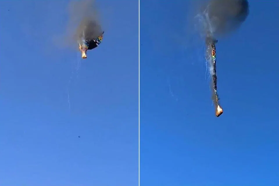 Detik-detik belon udara panas itu meletup dan terbakar di Praia Grande, sebelum jatuh berpuluh meter ke tanah.