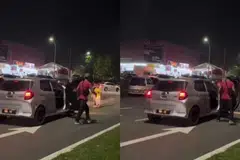 Dalam klip video berdurasi 22 saat itu, pemandu wanita terbabit membuka pintu sebelum lelaki yang memakai baju merah cuba mencederakannya kerana dikatakan melanggar anak perempuannya.