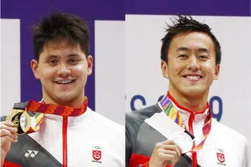 JALANI PERKHIDMATAN NEGARA: Joseph Schooling (kiri) dan Quah Zheng Wen akan menjalani Perkhidmatan Negara (NS) memandangkan penangguhan jangka panjang mereka tidak dilanjutkan, kata Kementerian Pertahanan (Mindef) dalam satu kenyataan semalam. - Foto-foto fail