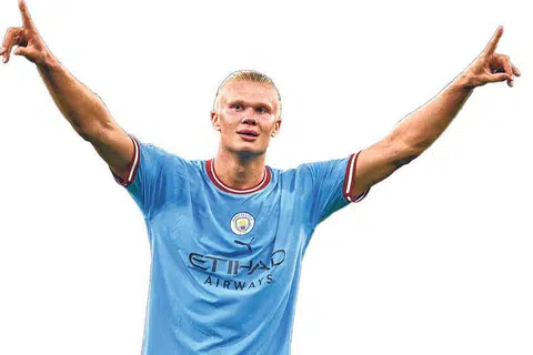 HAALAND: Penyerang Norway ini tiba di City dari Borussia Dortmund dan kini telah menjaringkan 164 gol dalam 149 penampilan bagi kelab dan negara secara keseluruhan. - Foto AFP