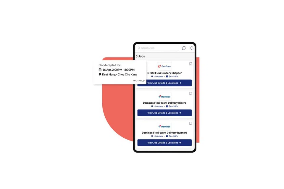 PERMUDAH CARI KERJA SAMBILAN: Aplikasi cari kerja terbaharu FastCo, FastGig, membolehkan seseorang mencari pekerjaan sambilan yang memenuhi masanya sendiri dan tidak terikat dengan ketetapan masa seperti lazimnya ditawarkan sesebuah syarikat. - Foto FASTGIG.SG