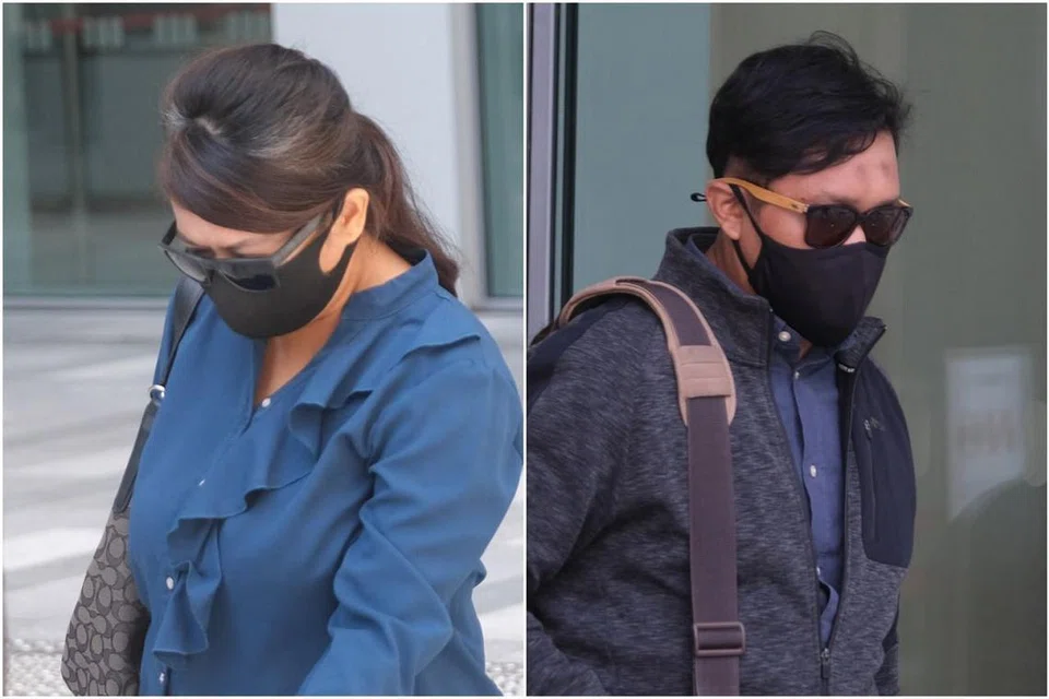 DIDAKWA DI BAWAH OSA: Noorain Jubli (kiri) dan suami Khairul Annuar Zakaria boleh didenda hingga $2,000 dan dipenjara hingga dua tahun di atas membocorkan maklumat mengenai pemutus rantaian jangkitan Covid-19. - Foto LIANHE ZAOBAO