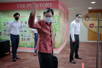 DPM Heng Swee Keat tiba di ibu pejabat PAP pada 9 April 2021. 