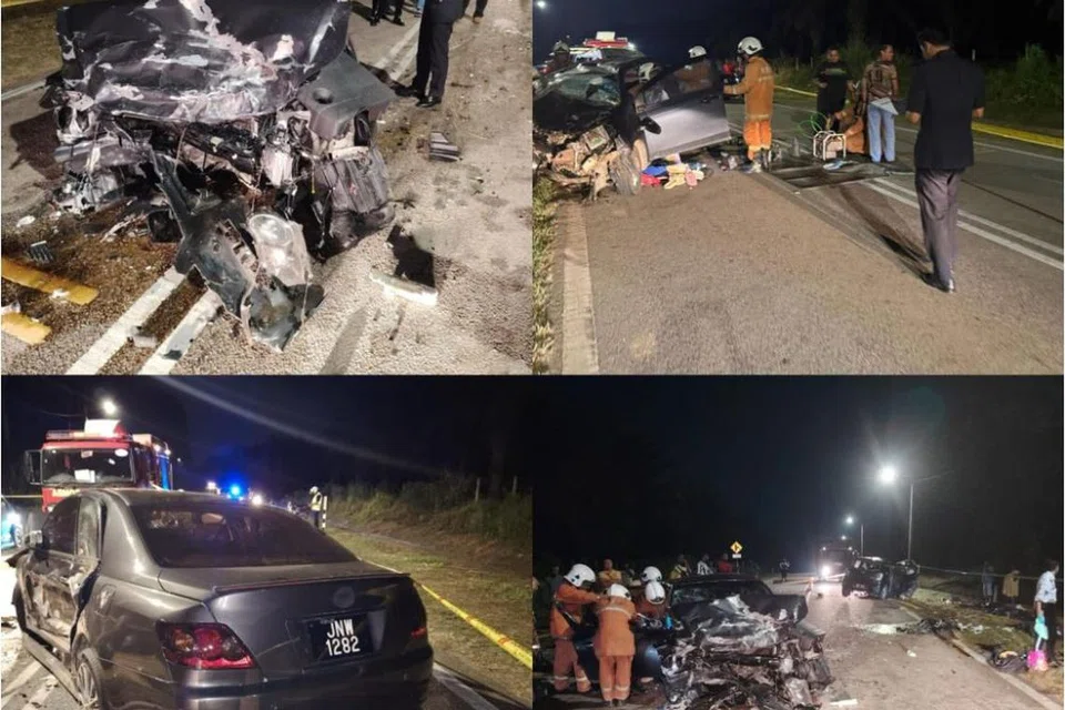 Keadaan tiga kenderaan yang terlibat dalam kemalangan di Jalan Bahau-Rompin, dekat Jempol, Negeri Sembilan, pada 12 Februari malam, yang mengorbankan lima orang.