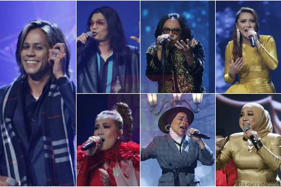 WAJAH-WAJAH FINALIS GV7: Kesemua tujuh peserta peringkat separuh akhir Gegar Vaganza 7 (GV7) yang terdiri daripada (dari kiri) Cliff Umar, Oja, Muss, Linda Nanuwil, Noraniza Idris, Ayu Damit dan Ashira, mara ke peringkat akhir pada 13 Disember ini. - Foto ASTRO GEMPAK