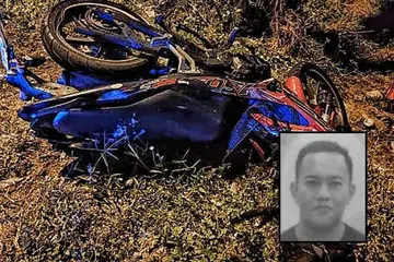 Keadaan motosikal mangsa yang terlibat dalam kemalangan di Jalan Kampung Permatang, Kuala Sungai Baru, pada 24 Mei. (Foto sisipan: Allahyarham Mohamad Zahir Tahir yang dijadualkan mendirikan rumah tangga pada Ogos ini).