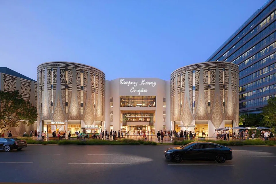 Gambaran artis bagi wajah baru bahagian depan dan pintu masuk Tanjong Katong Complex.