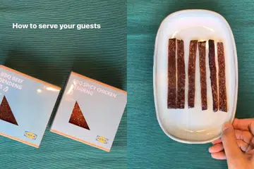 Syarikat perabot IKEA Singapore menjual daging dendeng, beserta beberapa sajian tradisional Melayu yang lain, sempena musim perayaan Hari Raya yang bakal menjelma.