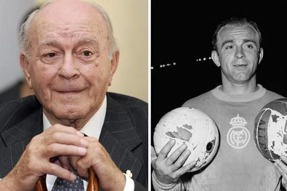 ALFREDO DI STEFANO: Membantu kelabnya, Real Madrid, memenangi lima kejuaraan Eropah berturut-turut antara 1956 dengan 1960. Gambar kanan sewaktu zaman kegemilangannya.- Foto-foto AFP