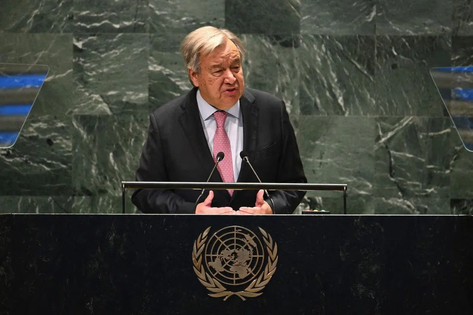 Setiausaha Agung Pertubuhan Bangsa-Bangsa Bersatu (PBB), Encik Antonio Guterres, bercakap semasa ‘Sidang Puncak Masa Depan di PBB di New York, pada 22 September.