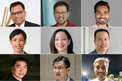 (Dari atas, kiri) Encik Azhar Othman, Profesor Madya Kenneth Goh Toh Chuan dan Dr Haresh Singaraju. (Baris tengah, dari kiri) Profesor Madya Terence Ho Wai Luen, Cik Kuah Boon Theng dan Encik Mark Lee Kean Phi. (Baris bawah, dari kiri) Dr Neo Kok Beng, Profesor Kenneth Poon Kin Loong dan Encik Sanjeev Kumar Tiwari.