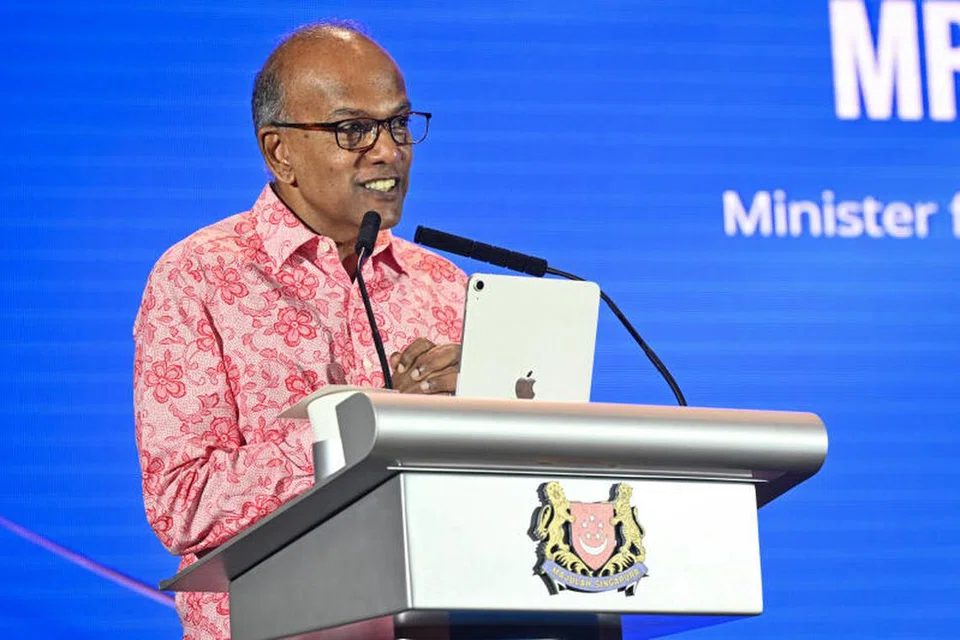 Menteri Ehwal Dalam Negeri merangkap Undang-Undang, Encik K. Shanmugam, ketika berucap dalam majlis kenaikan pangkat Home Team di Hotel Orchard pada 24 Mei.