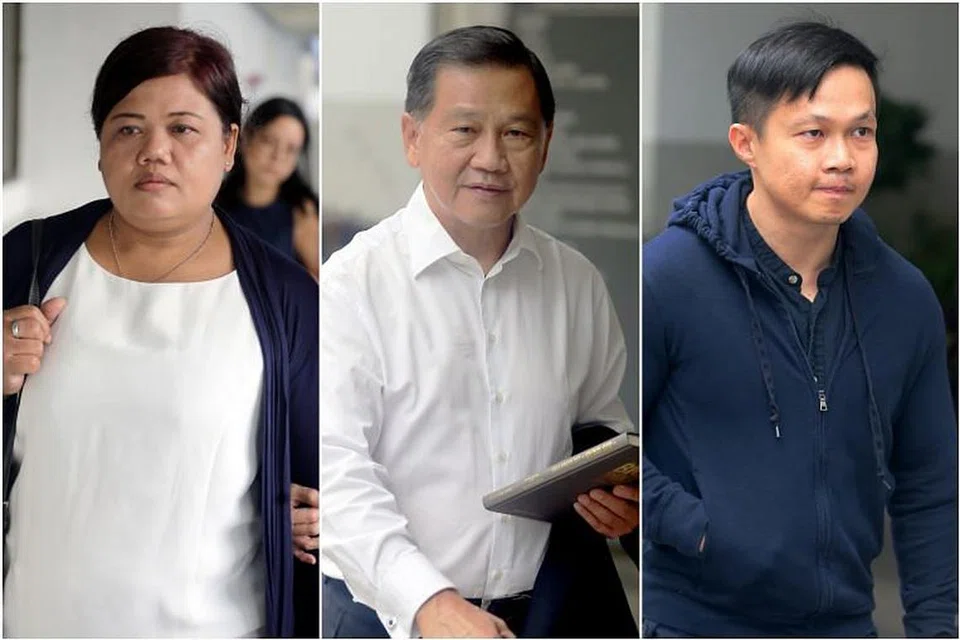 (Dari kiri) Cik Parti Liyani, Encik Liew Mun Leong dan anak lelaki Encik Liew, Encik Karl Liew.